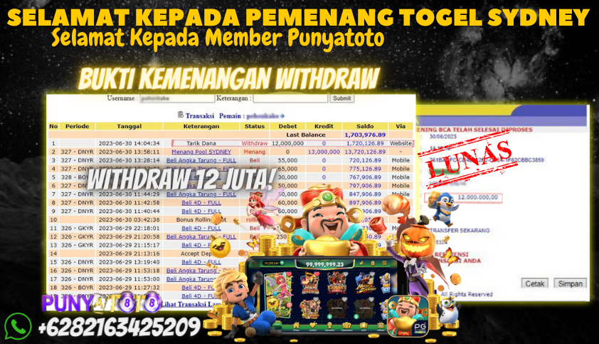 Bukti JP Togel Online Punyatoto - Togel Sydney