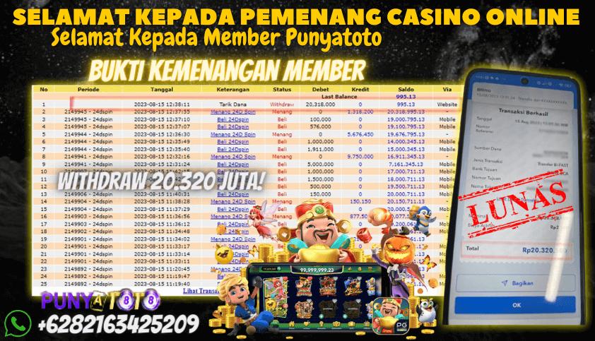 Bukti JP Live Casino Punyatoto - 24D Spin